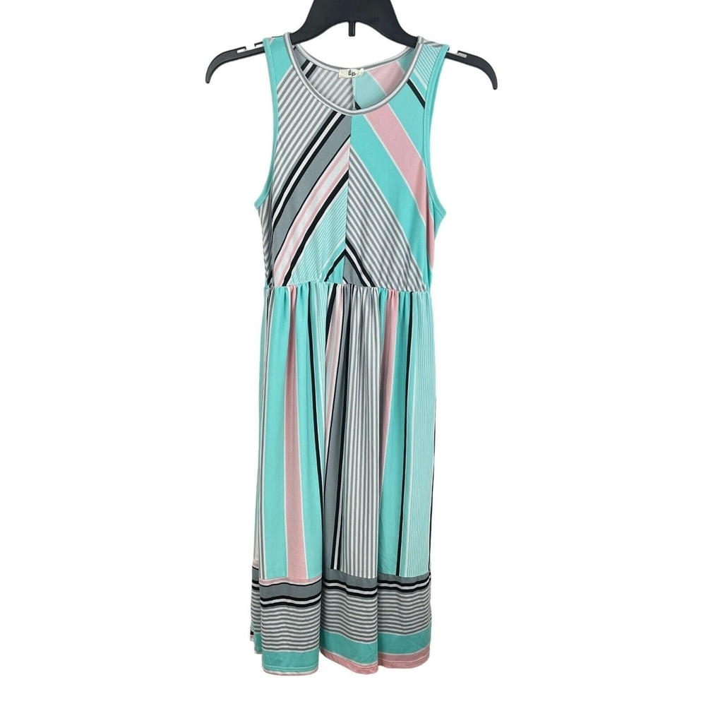 Egy Striped Sleeveless Knee Length Dress Women Medium Chevron